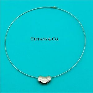 TIFFANY & CO. ELSA PERETTI Estate Sterling Bean Hoop Necklace